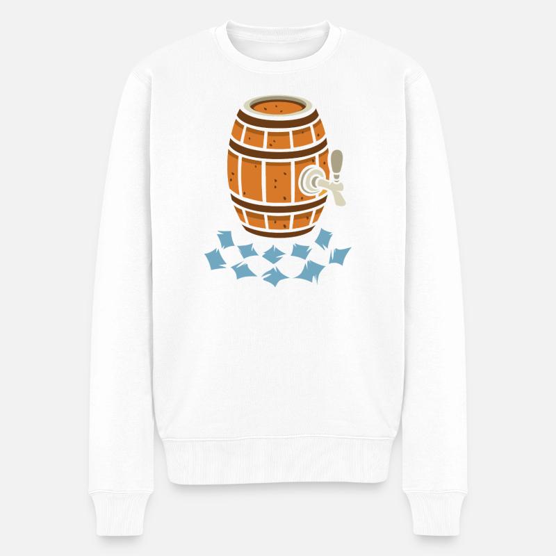 Münchner Bierfass Cartoon - Männer Premium Bio Pullover - Weiß