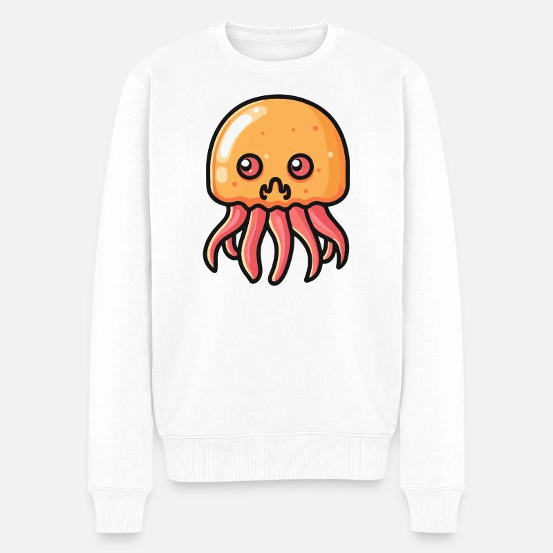 Qualle Halloween Comic Lustig - Männer Premium Bio Pullover - Weiß
