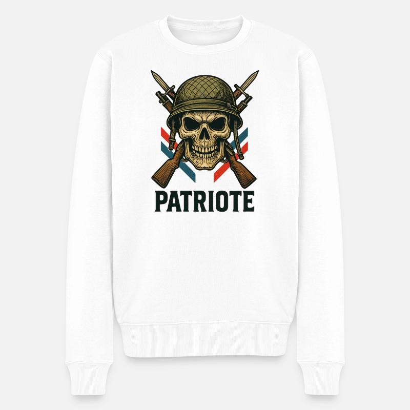 Frankreich - Patriot Militärhelm - Männer Premium Bio Pullover - Weiß