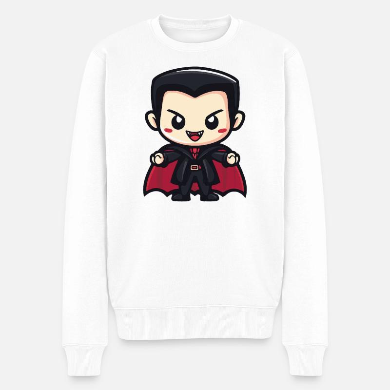 Vampire Halloween Bande dessinée mignonne - Pull Premium bio Homme - blanc