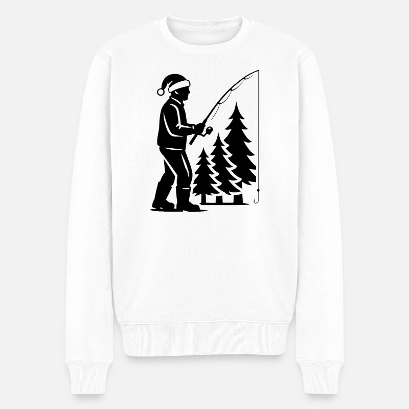 Angler Weihnachten Waldnacht - Männer Premium Bio Pullover - Weiß