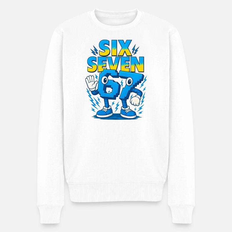 67 Six Seven 6-7 - Männer Premium Bio Pullover - Weiß
