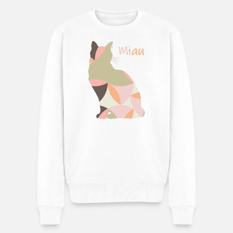 Miau - Katze - abstrakt - Männer Premium Bio Pullover - Weiß