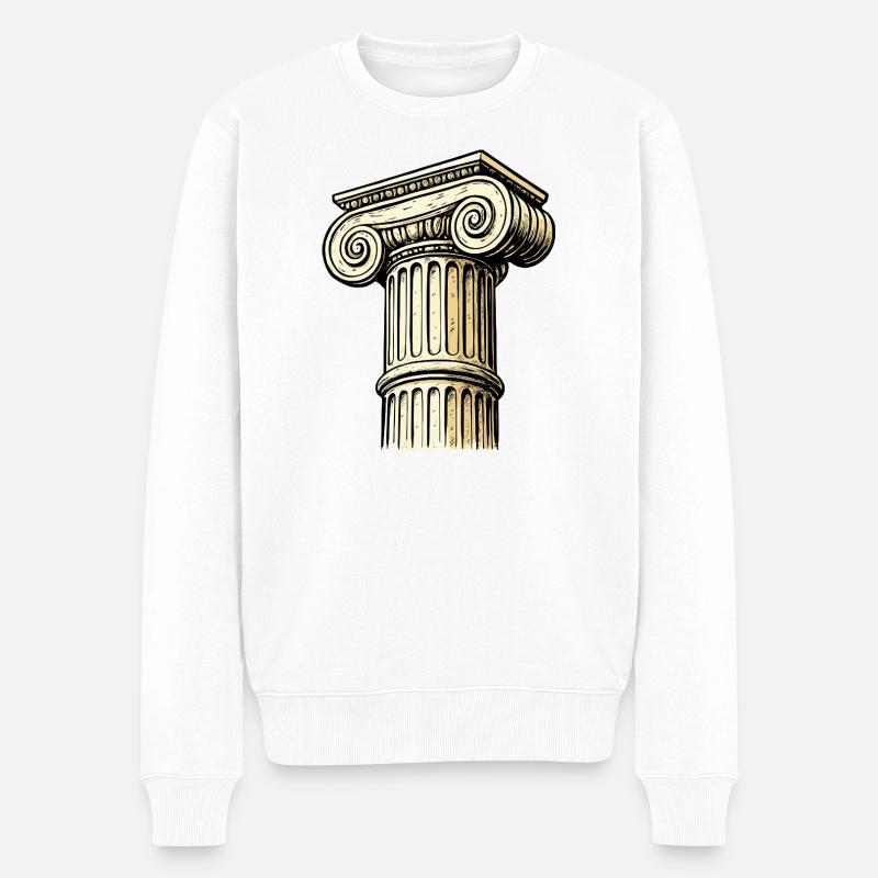 Antikes Säulenkapitell Gravur - Männer Premium Bio Pullover - Weiß