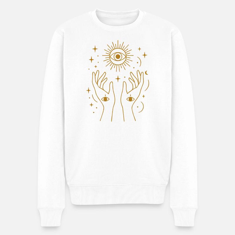 Art de lignes d’énergie divine - Pull Premium bio Homme - blanc