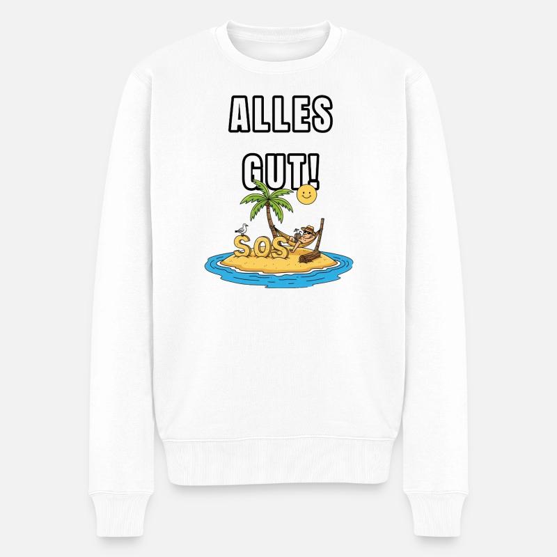 Alles gut – Ironisches Inselmotiv - Männer Premium Bio Pullover - Weiß