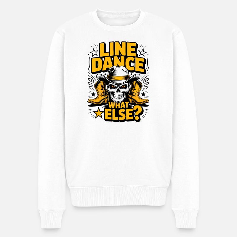 Line Dance Skull Western – What Else? - Männer Premium Bio Pullover - Weiß