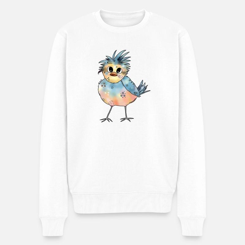 Bunter_Vogel - Männer Premium Bio Pullover - Weiß