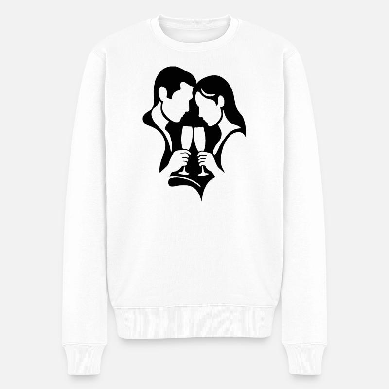 Silhouettes sombres avec du vin - Pull Premium bio Homme - blanc