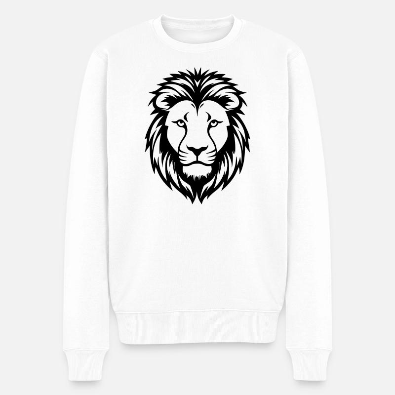 Löwe - Männer Premium Bio Pullover - Weiß