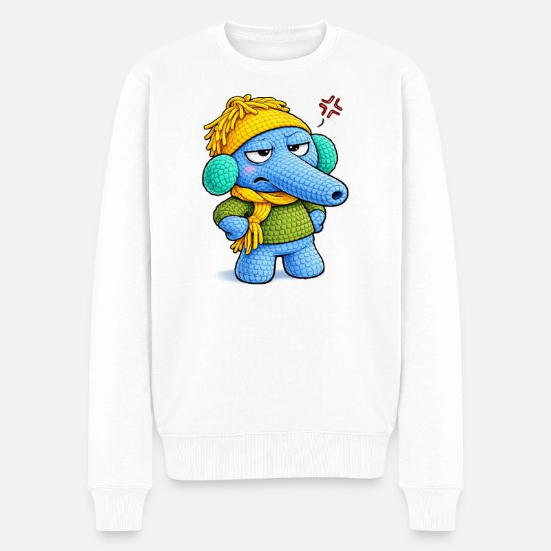 Leo Langnase genervt - Männer Premium Bio Pullover - Weiß