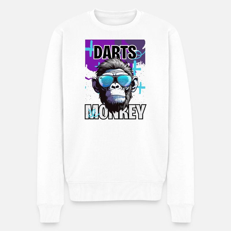 DartsMonkey Sonnenbrillen Motiv - Männer Premium Bio Pullover - Weiß