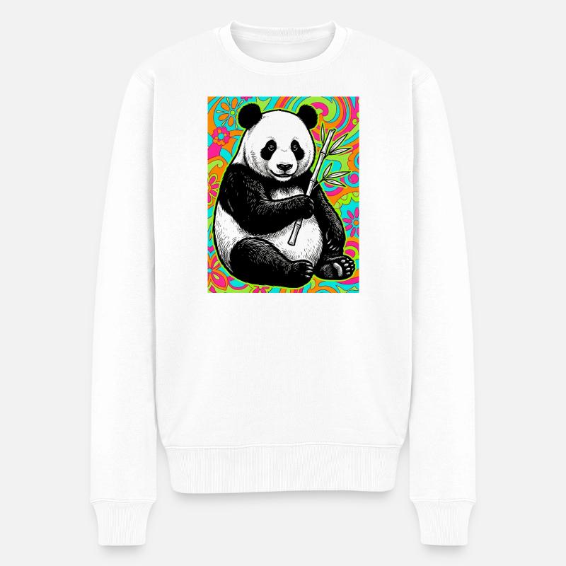 Panda - Männer Premium Bio Pullover - Weiß