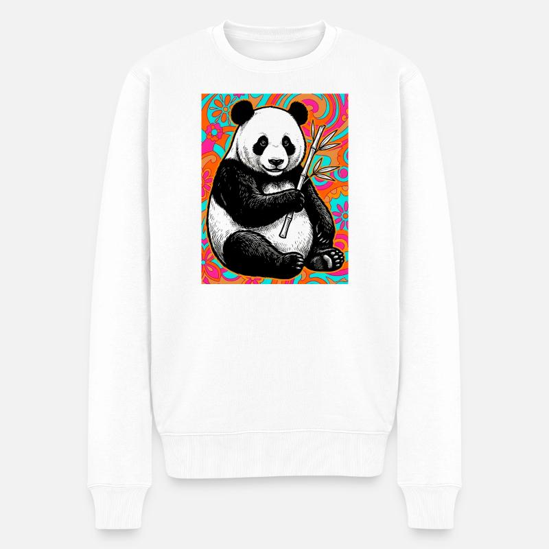 Panda - Männer Premium Bio Pullover - Weiß