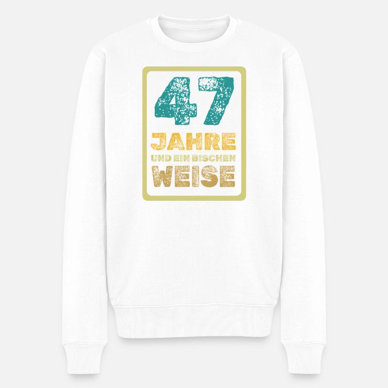 Weisheit 47 - Männer Premium Bio Pullover - Weiß