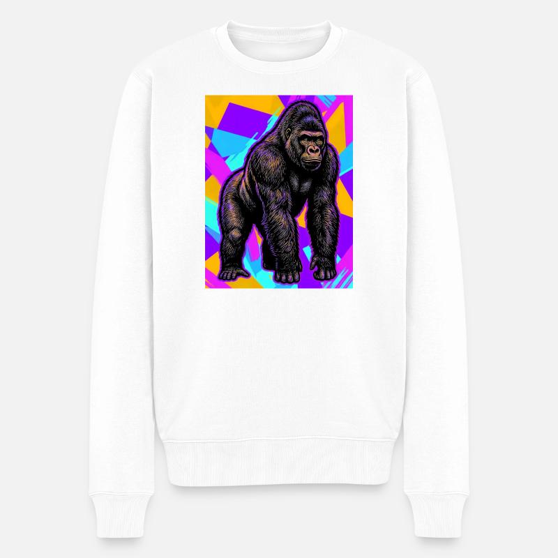 Gorilla - Männer Premium Bio Pullover - Weiß