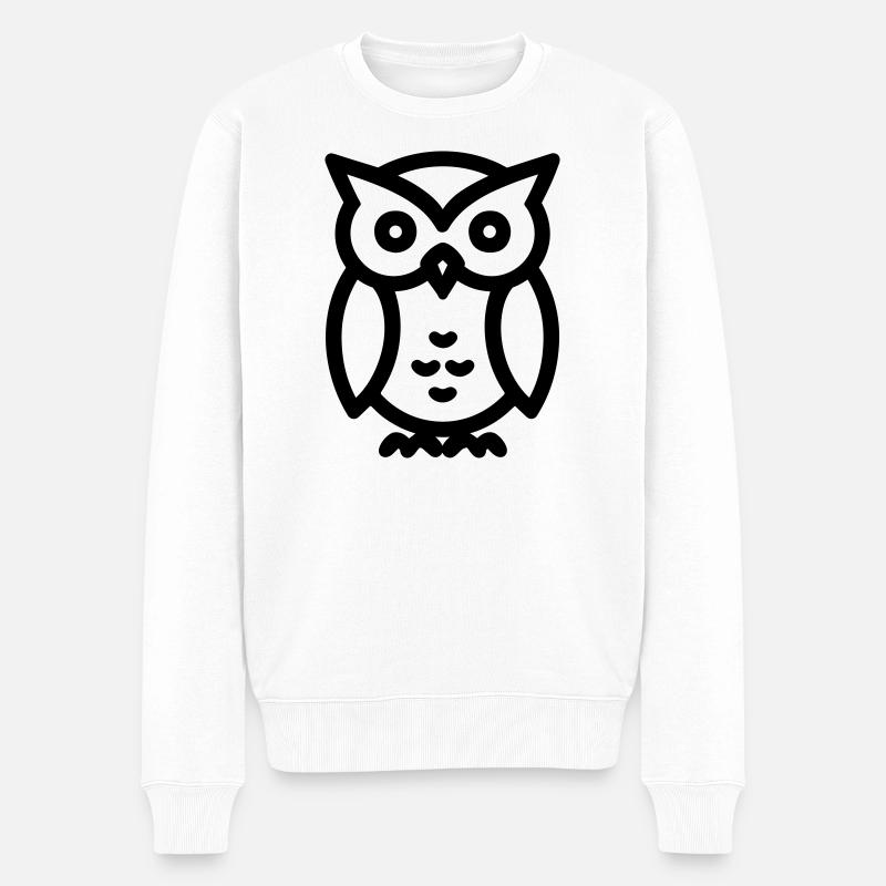 Eule - Männer Premium Bio Pullover - Weiß