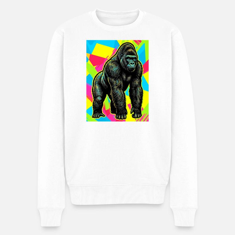 Gorilla - Männer Premium Bio Pullover - Weiß