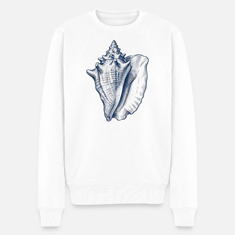 Illustration de coquillages en bleu - Pull Premium bio Homme - blanc