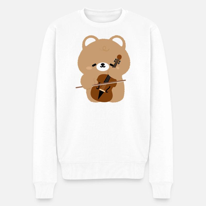 Porte-bonheur du violoncelle d’ours - Pull Premium bio Homme - blanc