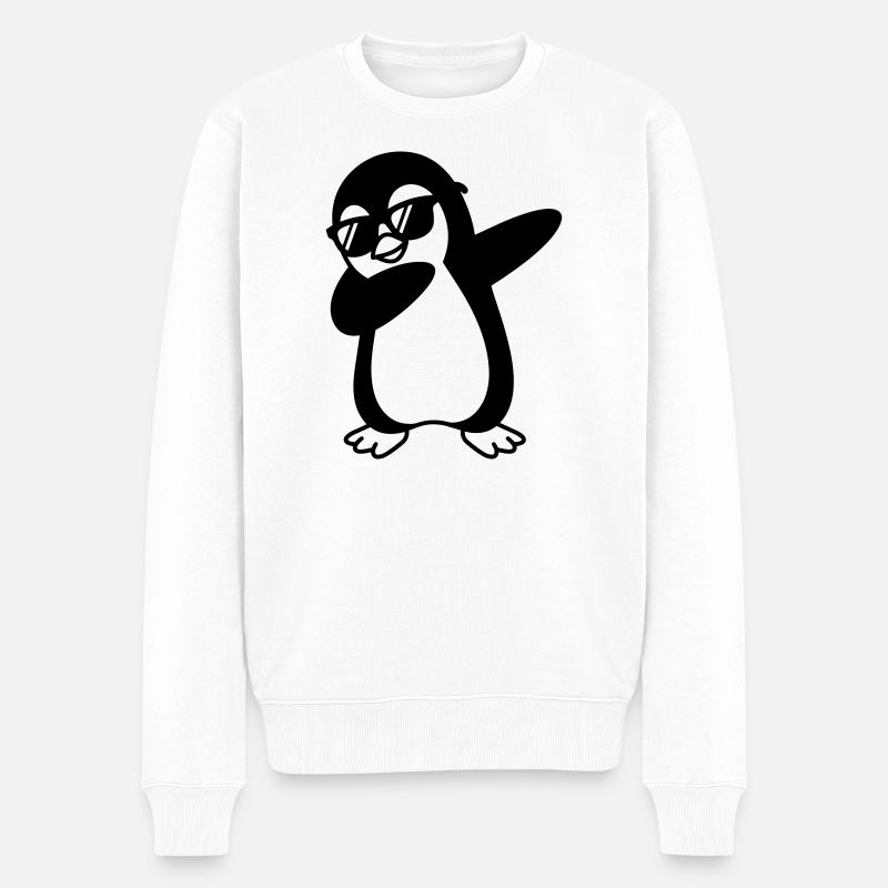 Pinguin Dab - Männer Premium Bio Pullover - Weiß