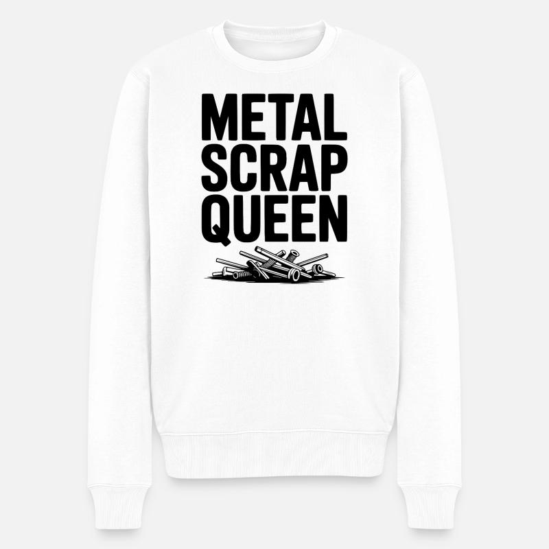 Metallschrottkönigin - Männer Premium Bio Pullover - Weiß