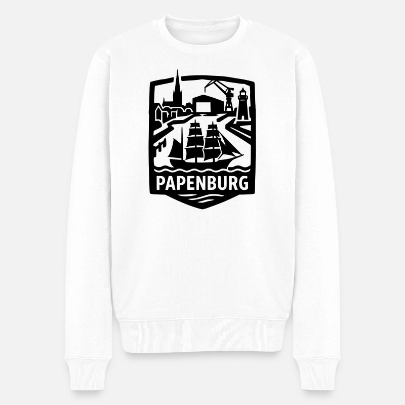 Papenburg Wahrzeichen Silhouette - Männer Premium Bio Pullover - Weiß