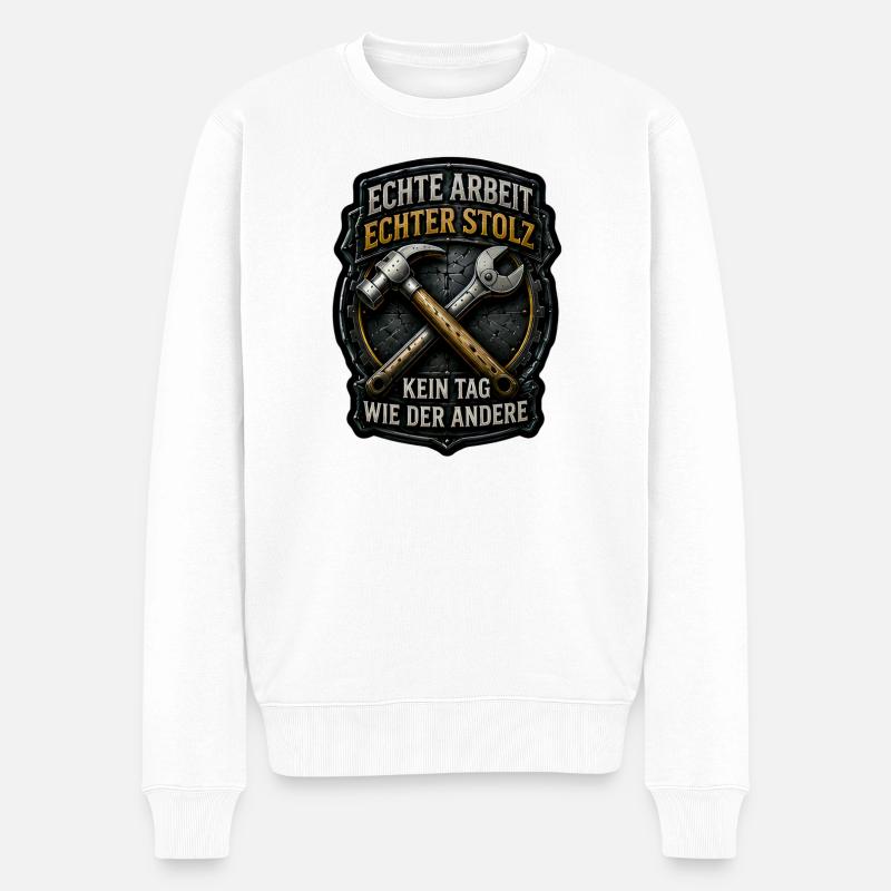 Echte Arbeit. Echter Stolz. - Männer Premium Bio Pullover - Weiß