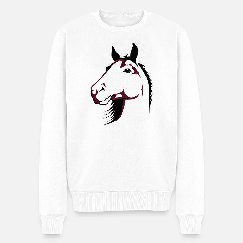 Pferd - Männer Premium Bio Pullover - Weiß
