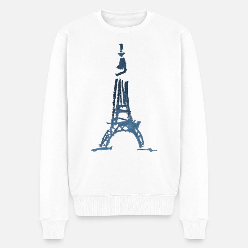 Eiffelturm Skizze - Männer Premium Bio Pullover - Weiß