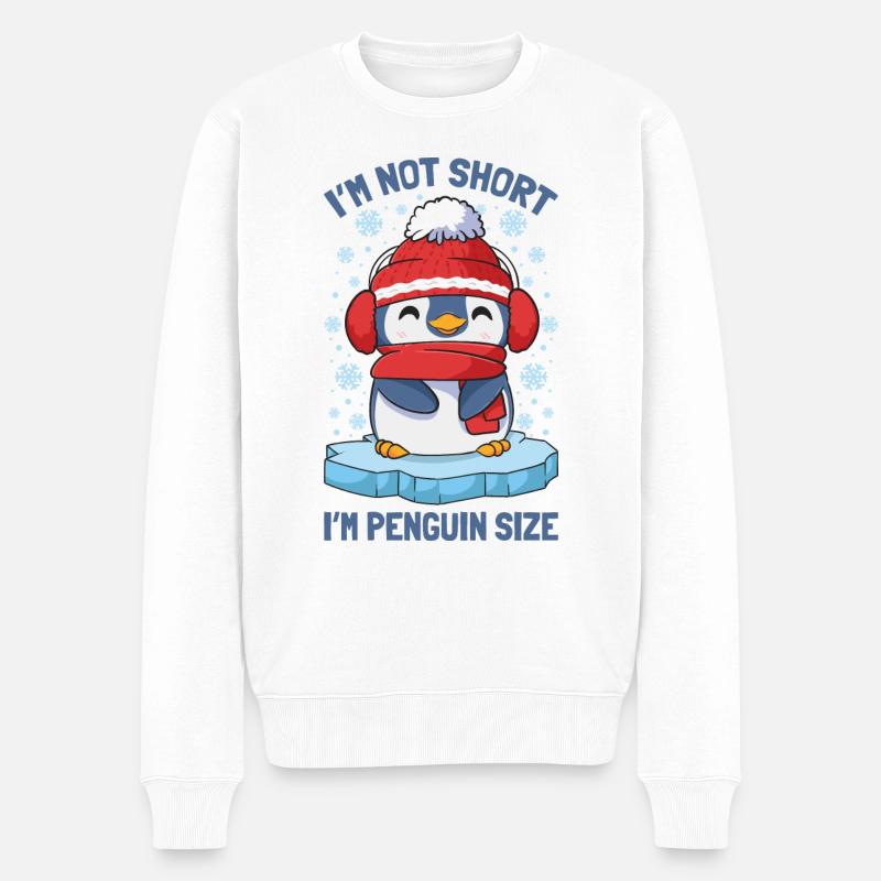 I'm Not Short I'm Penguin Size Süßer Winter - Männer Premium Bio Pullover - Weiß