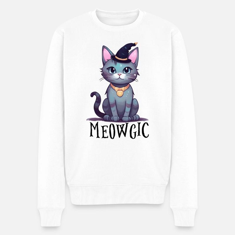 Meowgic - Männer Premium Bio Pullover - Weiß