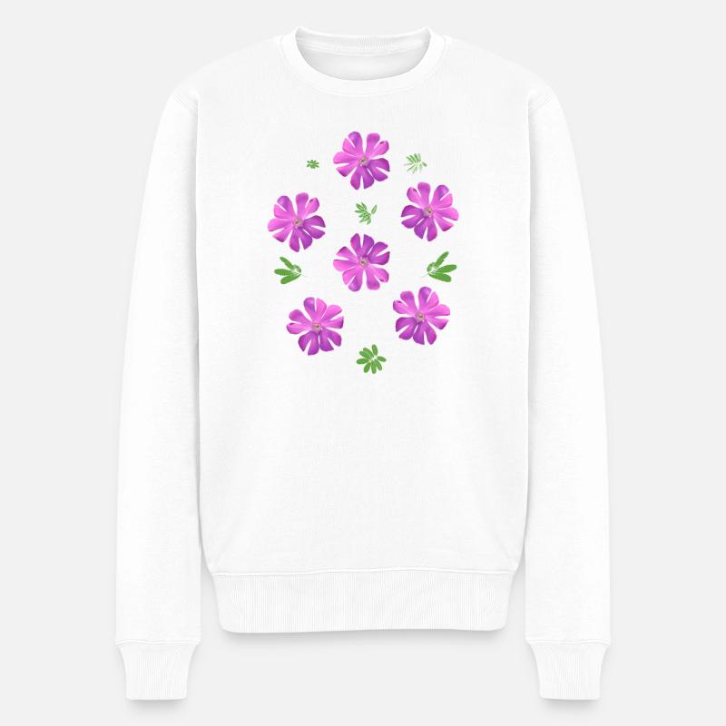 Œillets légers fleurs roses - Pull Premium bio Homme - blanc
