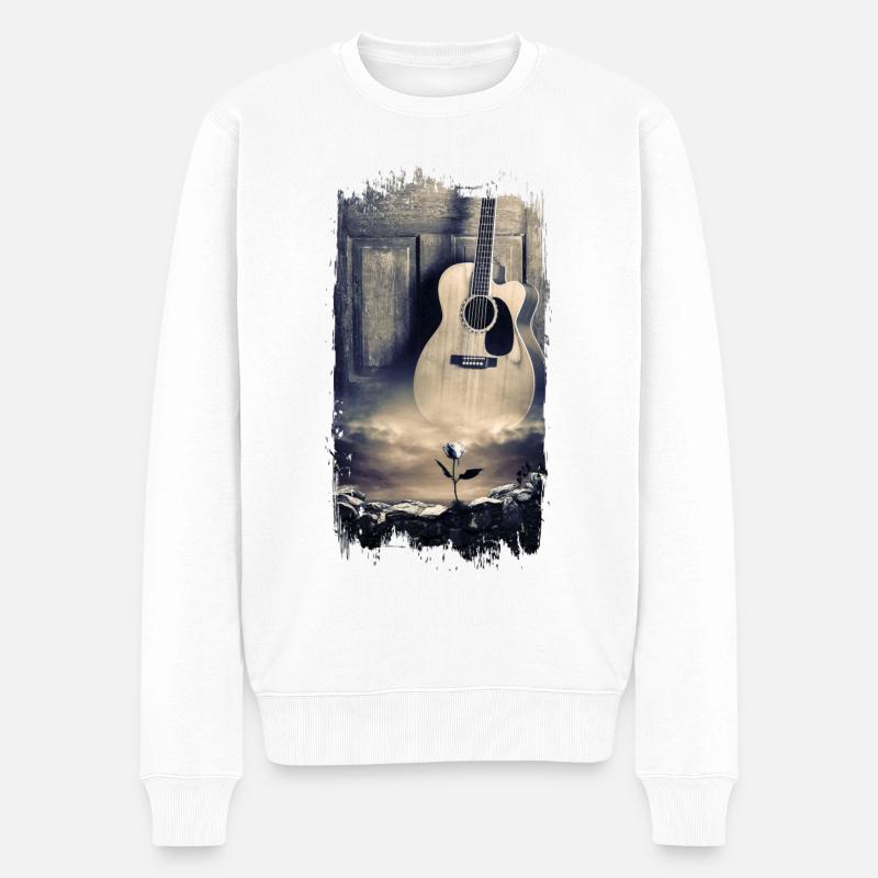 Akustikgitarre Gitarre Acoustic Guitar Musik - Männer Premium Bio Pullover - Weiß