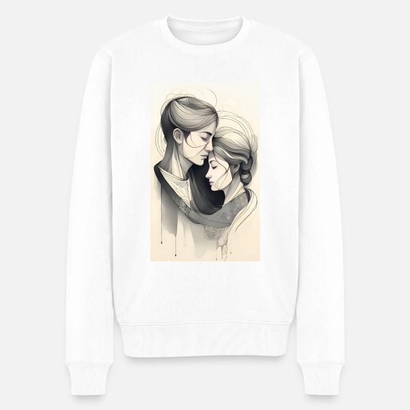 Vereintes lesbisches Paar mit Tinte - Männer Premium Bio Pullover - Weiß