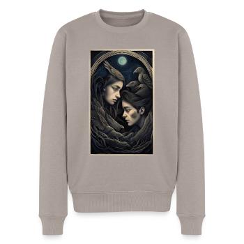 Amour lesbien spirituel dans la nature - Pull Premium bio Homme - taupe - Devant - Nico (187cm)