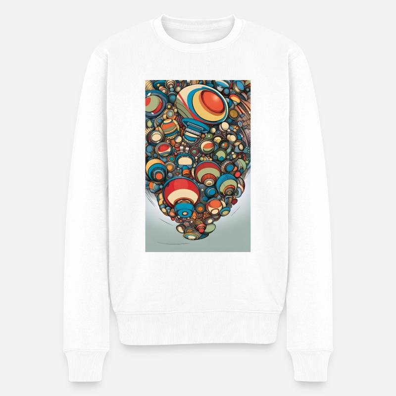 Abstrakte Karikatur von Tech-Sphären - Männer Premium Bio Pullover - Weiß