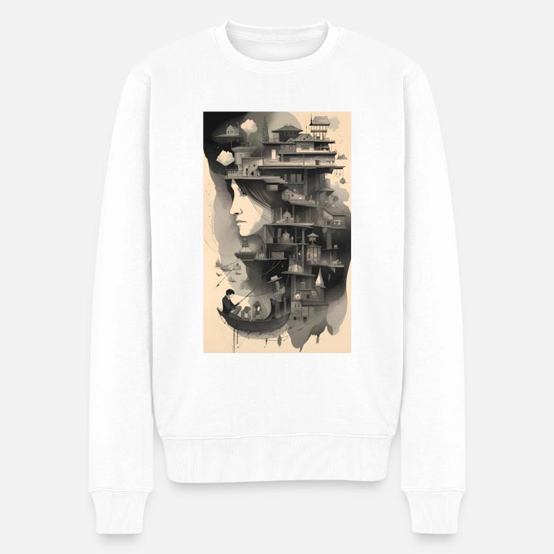 Mutterschaft Tinte Traumlandschaft - Männer Premium Bio Pullover - Weiß