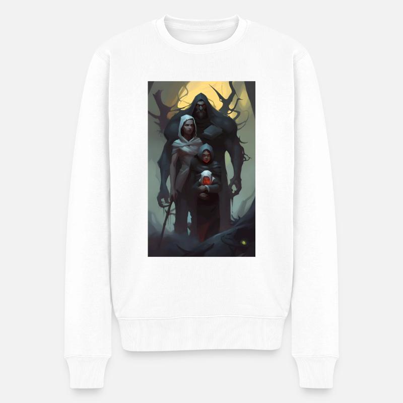 Dunkles Fantasy-Familienporträt - Männer Premium Bio Pullover - Weiß