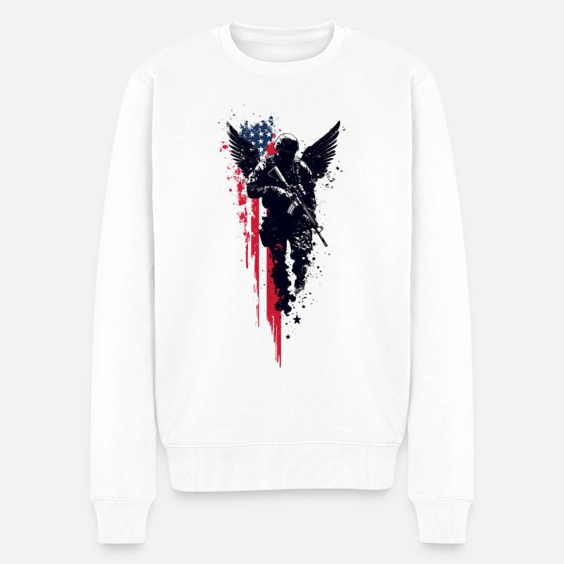 Angel Soldier - Männer Premium Bio Pullover - Weiß