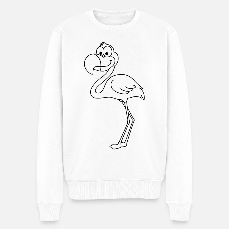 Flamingo Comic Tier - Männer Premium Bio Pullover - Weiß