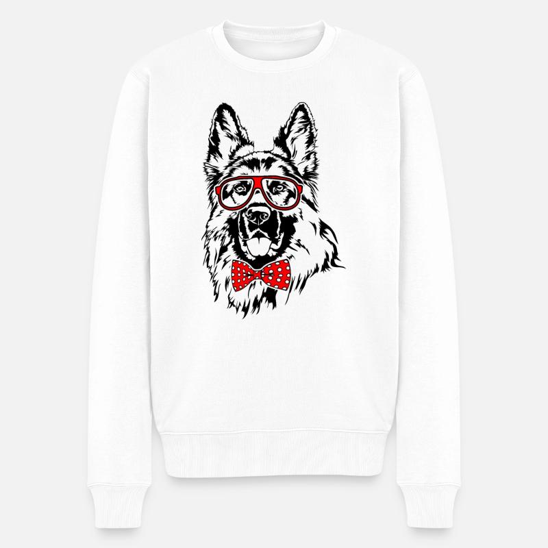 DEUTSCHER SCHÄFERHUND Brille Hunde schlauer Hund - Männer Premium Bio Pullover - Weiß