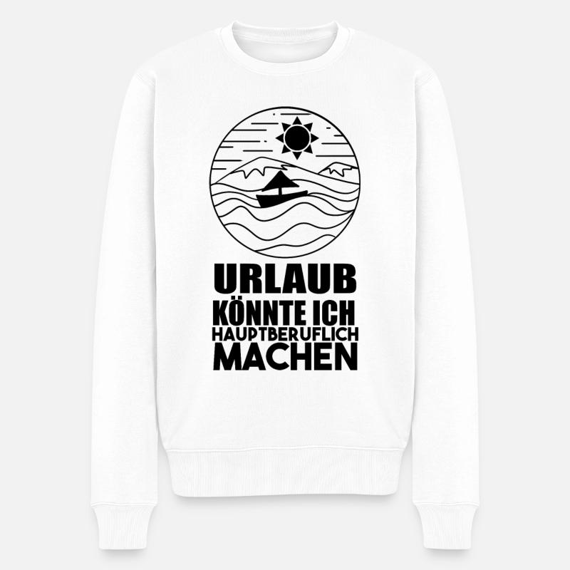 Segel Urlaub - Männer Premium Bio Pullover - Weiß