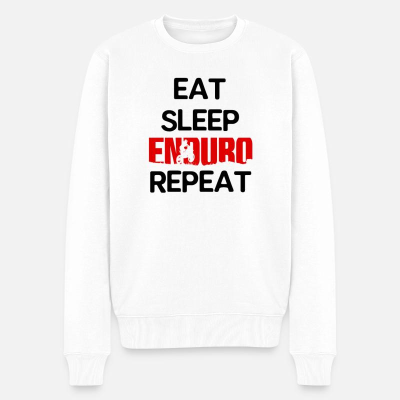 Enduro Eat sleep repeat - Pull Premium bio Homme - blanc