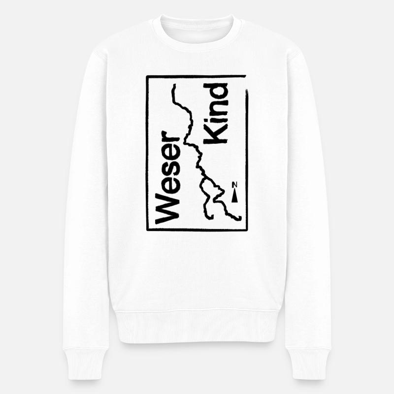 Weserkind, Weser, Heimat, Vintage - Männer Premium Bio Pullover - Weiß