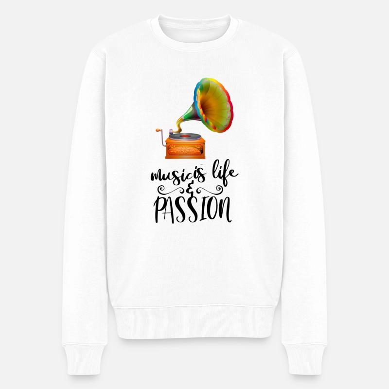 musik - Männer Premium Bio Pullover - Weiß
