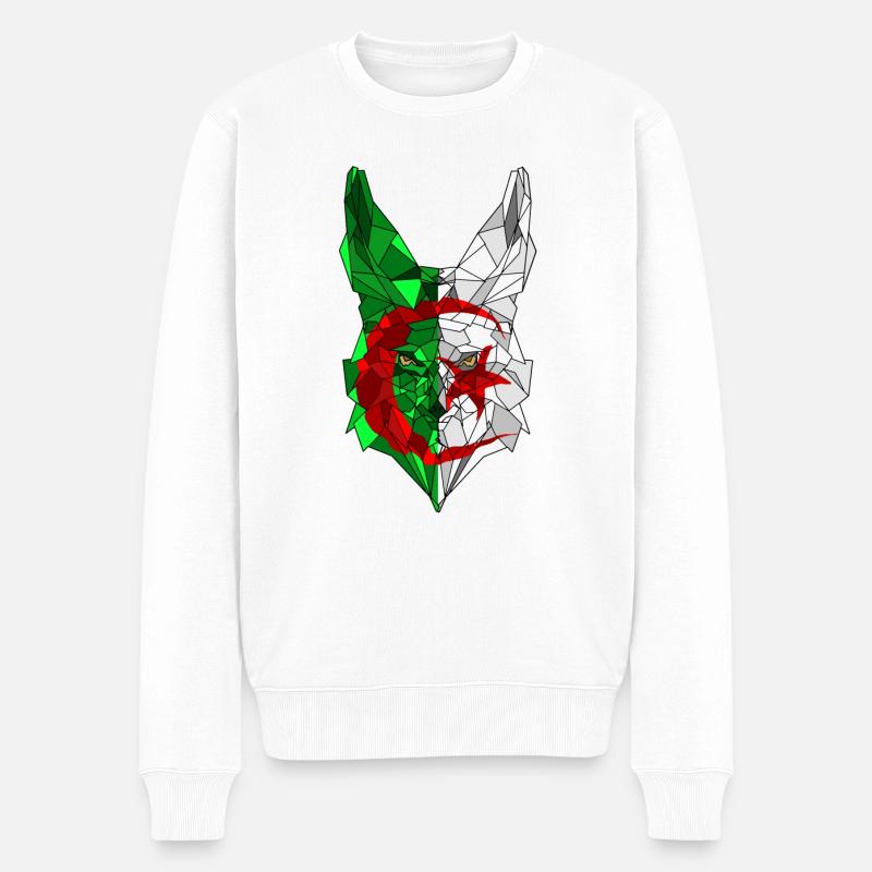 Fennec et drapeau de l'Algérie en polysphère 3 - Pull Premium bio Homme - blanc