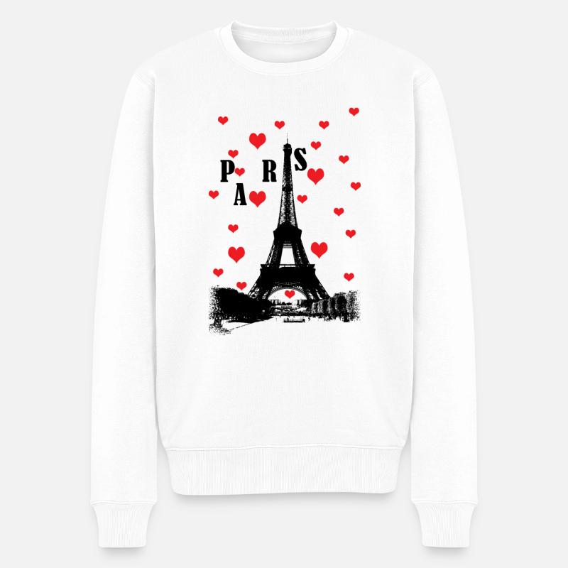 Paris - Männer Premium Bio Pullover - Weiß