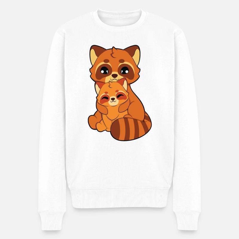 Roter Panda Umarmen - Männer Premium Bio Pullover - Weiß