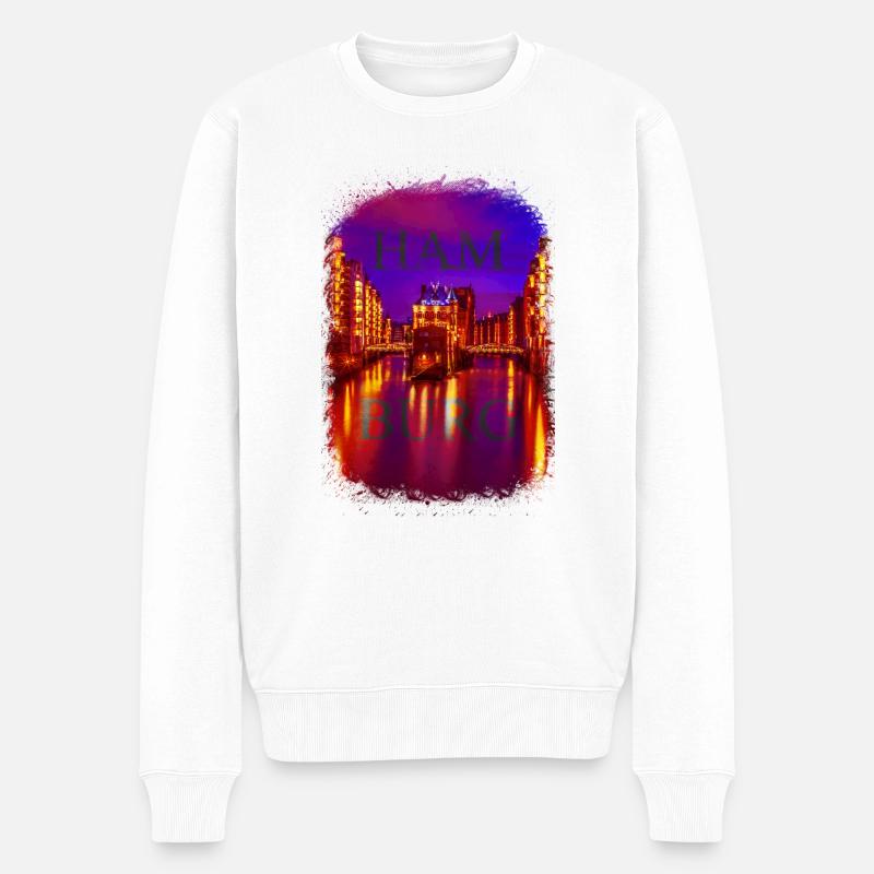 Crazy Hamburg - Männer Premium Bio Pullover - Weiß